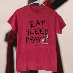 Kerusso S Jesus Tee Chick-Fil-A Cows Eat Sleep Pray God Christ Faith Heather Red